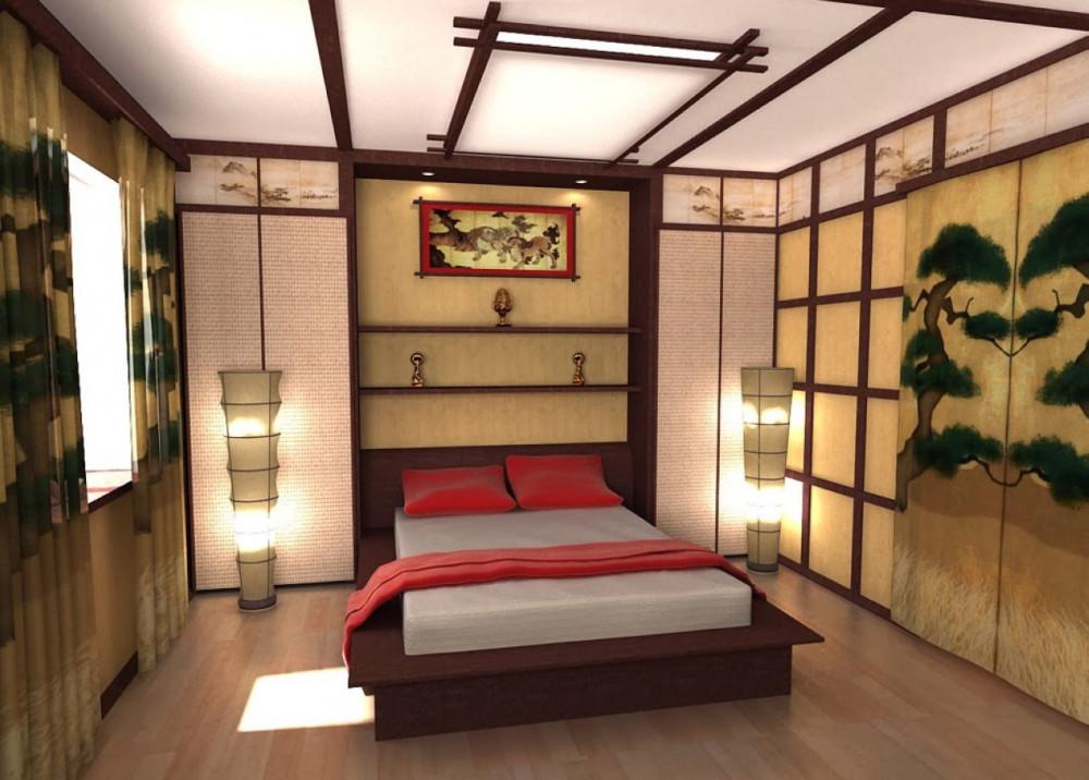 Осветлението в японската спалня предвещава уединение и спокойствие