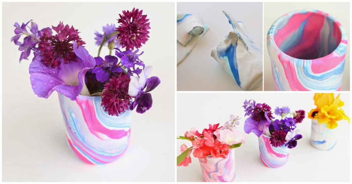 Направете си сами оригинални цветни вази с мраморен ефект в 5 лесни стъпки