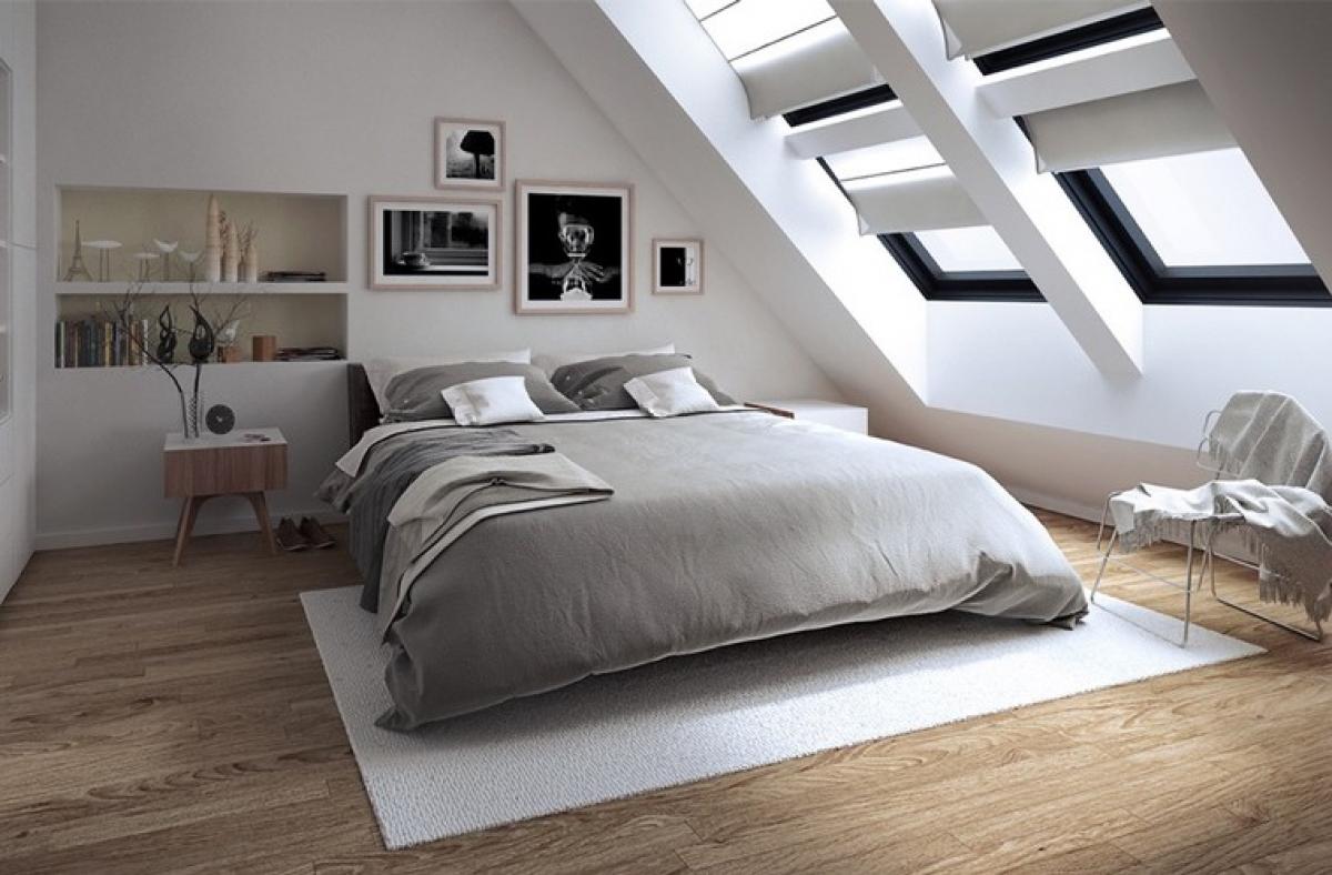 Дизайн спальни в мансарде в современном стиле фото