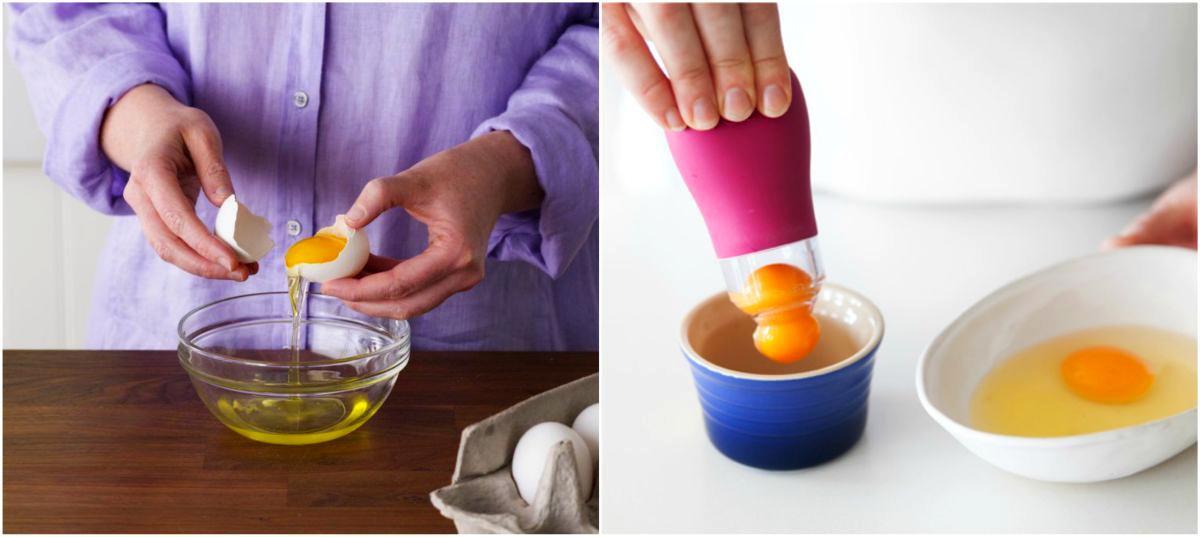 Отделете лесно жълтъка с лилав сепаратор за яйца!