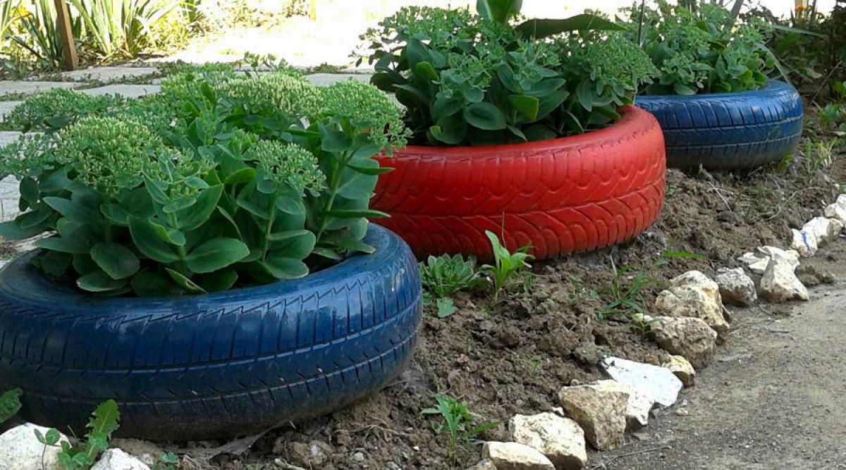 Креативност с гумите в градината