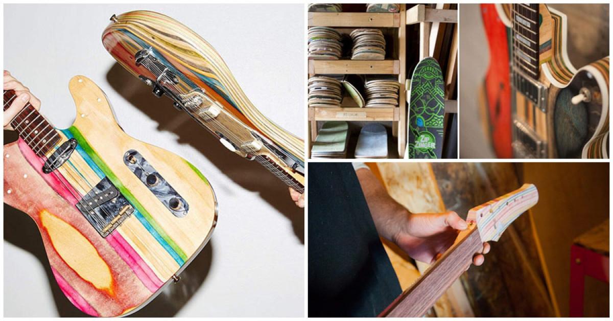 Уникални китари от стари дъски за скейтборд