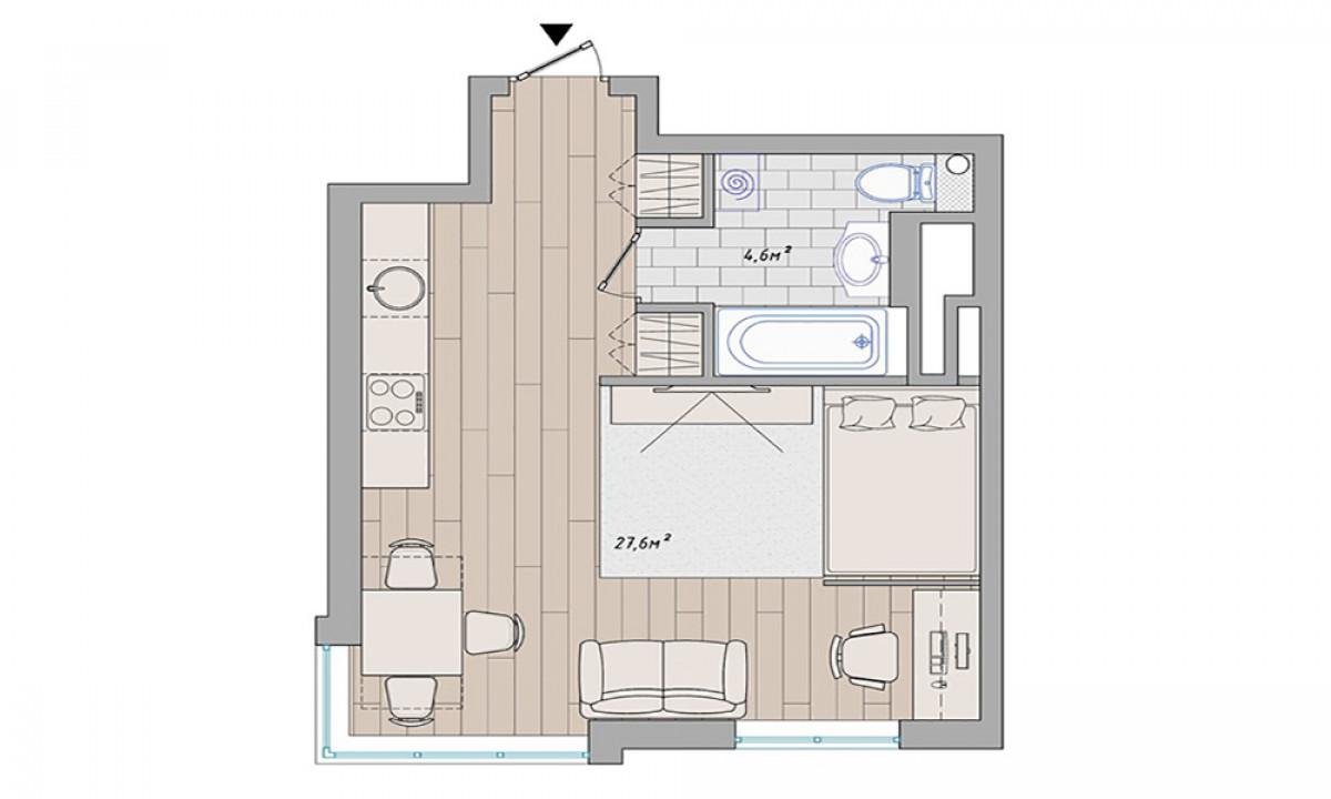Малък и функционален едностаен апартамент