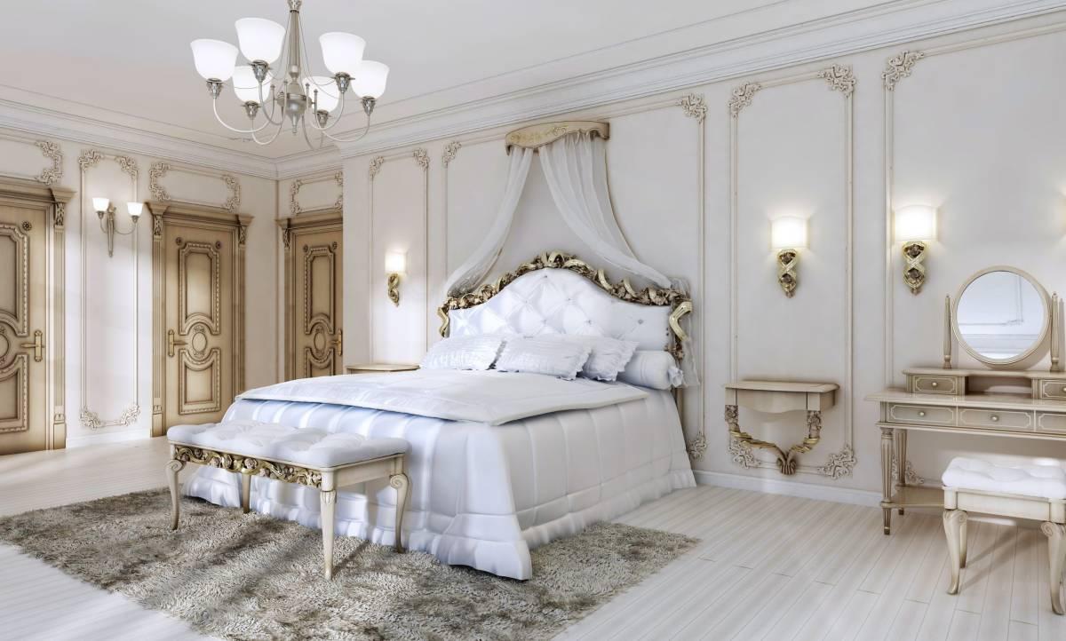 Класически стил в бялата спалня
