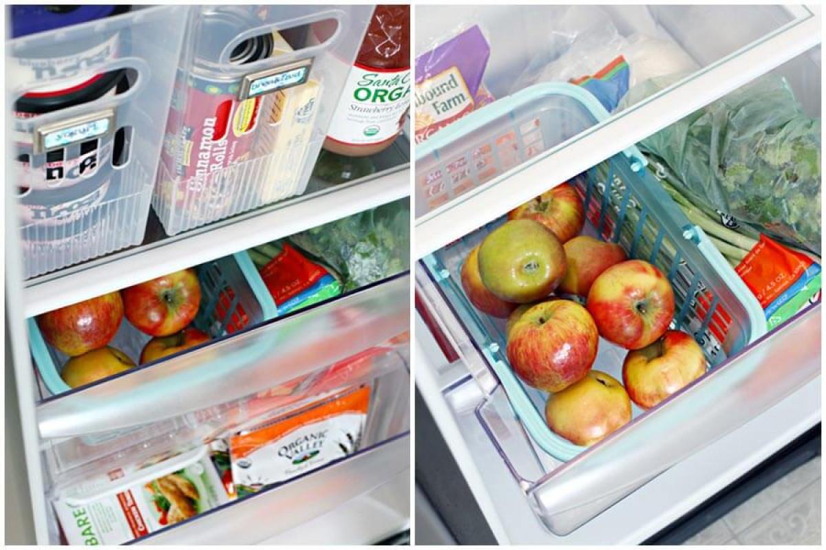 В чекмеджетата приберете пресните плодове и зеленчуци