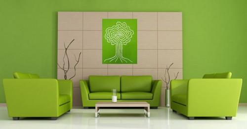 Очарователен дизайн на дневни със зелени елементи
