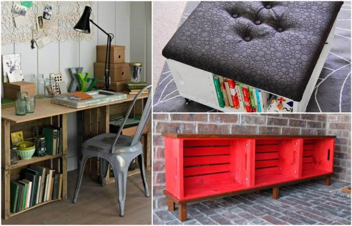 5 идеи за функционални мебели, направени от дървени щайги