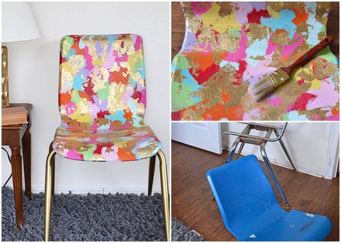Изпъстрете старите столове с цветни петънца