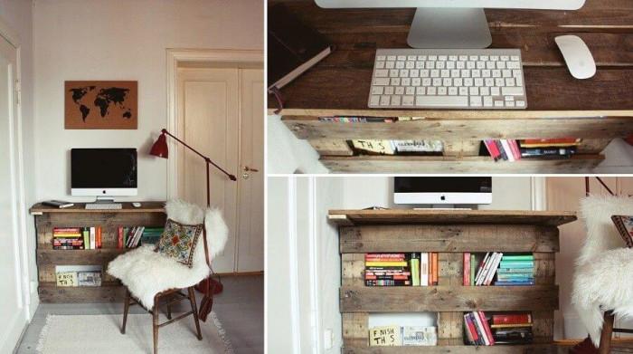 Направи си сам бюро от палети с библиотека