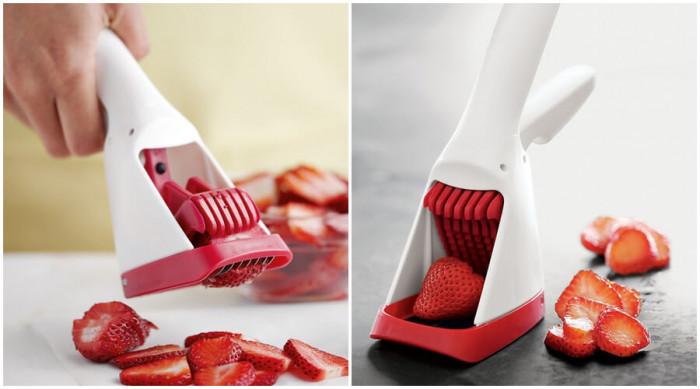 Този практичен уред нарязва ягодите на идеални филийки