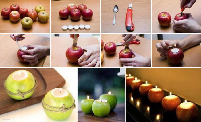 Ако силата ви не е в готвенето, превърнете ябълките в малки свещници