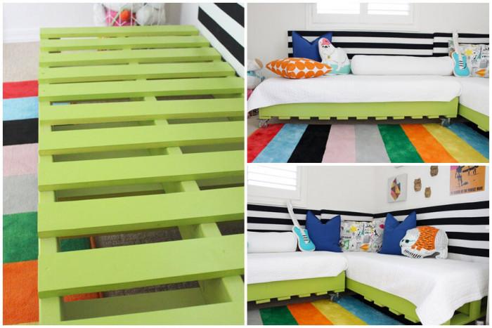 Цветни легла с колелца, които се превръщат в удобен ъглов диван