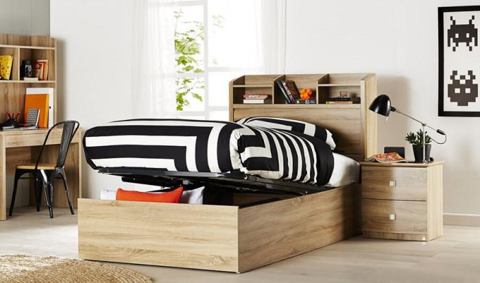 Леглото с повдигащ механизъм ще ви спечели допълнително място за дрехи и играчки