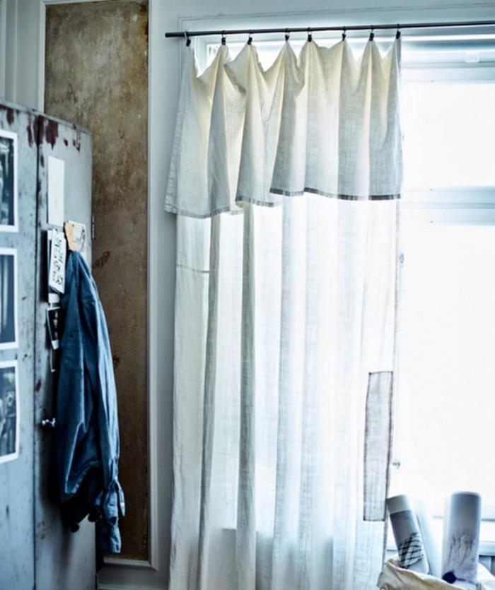 Завеси, направени от спално бельо