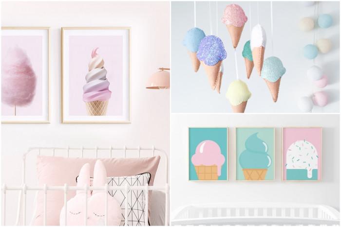 Цветна сладоледена детска стая