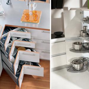 Чекмеджетата в ъгловите кухненски решения