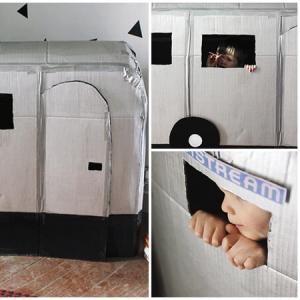 Къмпингуването у дома става по-забавно в каравана от кашони