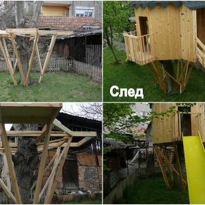 Реализиран български проект на детска къщичка на дърво