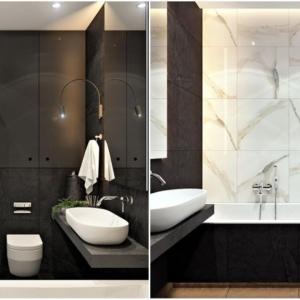 Баня в класическата комбинация от черно и бяло