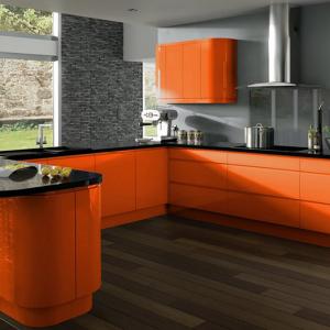 Кухненски шкафове в оранжево