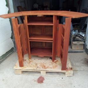 Реставрация на дървен бар - шкаф от орех